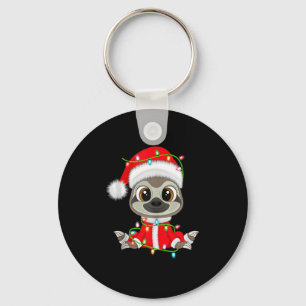 Funny Sloth Christmas Lights Santa Costume Cute An Key Ring