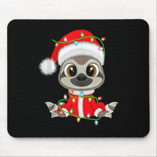 Funny Sloth Christmas Lights Santa Costume Cute An Mouse Mat