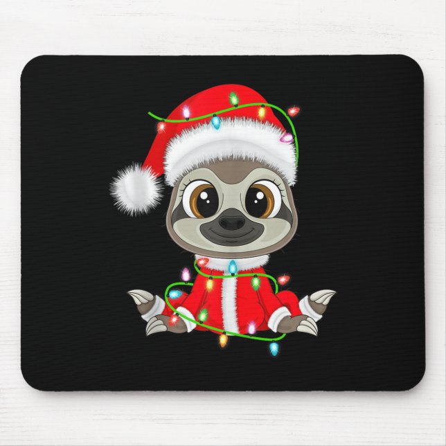Funny Sloth Christmas Lights Santa Costume Cute An Mouse Mat (Front)