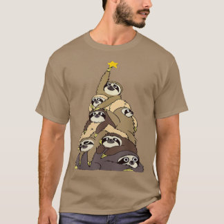 Funny Sloth Christmas Tree Pajama Merry Slothmas  T-Shirt