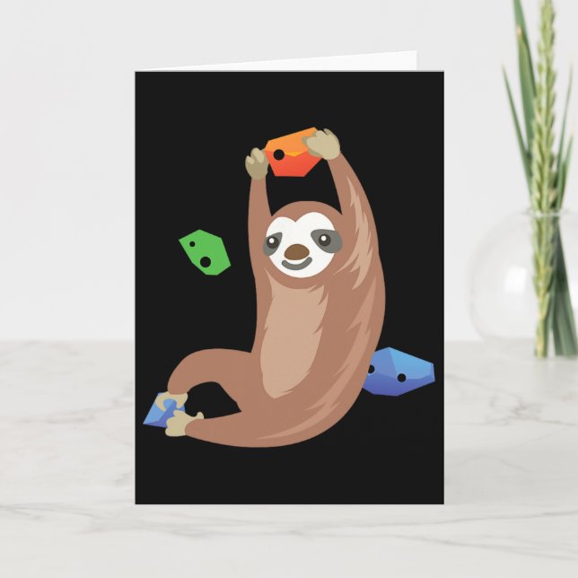 Funny Sloth Climbing For A Climber Bouldering  Card (Front)