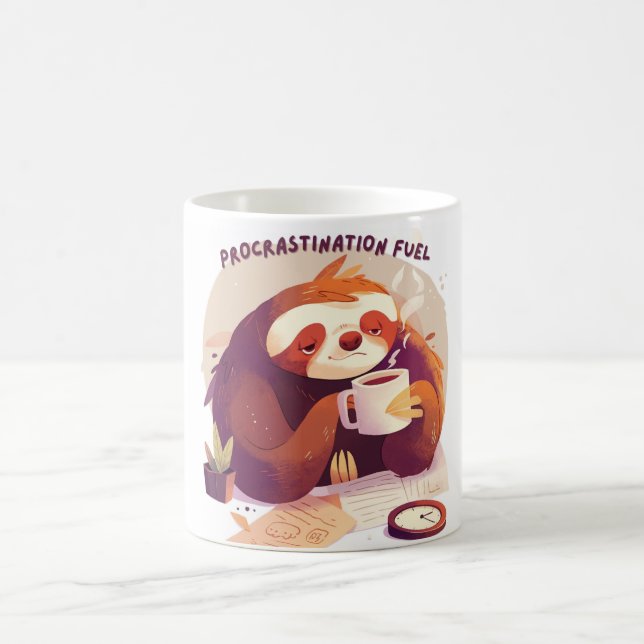 Funny Sloth Coffee Mug – Procrastination Fuel (Center)