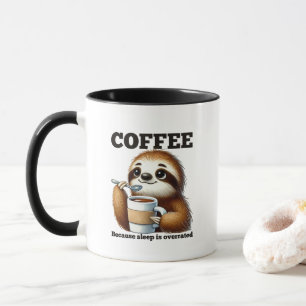 Funny sloth coffee sleep word art mug