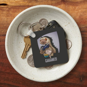 Funny Sloth Computer Gamer Gaaaames! Video Games Key Ring