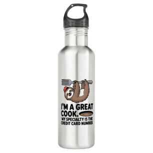 Funny Sloth Cook Hanging on a Fork 710 Ml Water Bottle