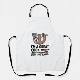 Funny Sloth Cook Hanging on a Fork Apron