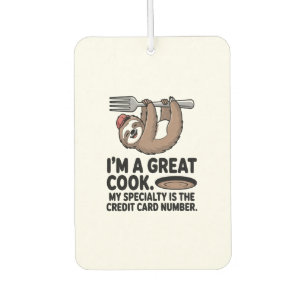 Funny Sloth Cook Hanging on a Fork Car Air Freshener