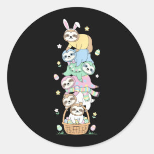 Funny Sloth Easter Egg Kids Mens Womens Easter Day Classic Round Sticker