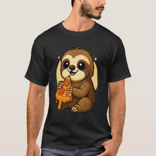 Funny Sloth Eating Pizza Graphic Boys Girls Sloth T-Shirt