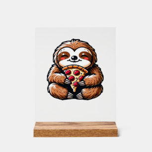 Funny Sloth eating Pizza, Kawaii Animal Lover Clas Acrylic Sign