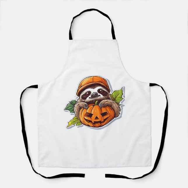 Funny Sloth eating Pizza, Kawaii Animal Lover Clas Apron (Front)