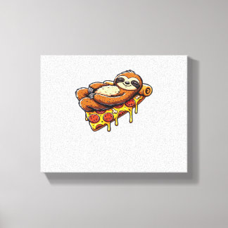 Funny Sloth eating Pizza, Kawaii Animal Lover Clas Canvas Print