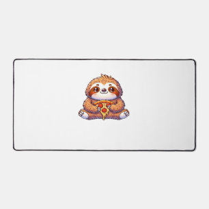 Funny Sloth eating Pizza, Kawaii Animal Lover Clas Desk Mat