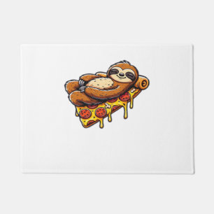Funny Sloth eating Pizza, Kawaii Animal Lover Clas Doormat