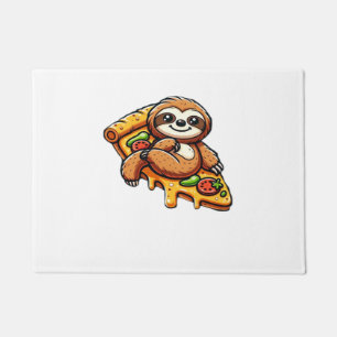 Funny Sloth eating Pizza, Kawaii Animal Lover Clas Doormat