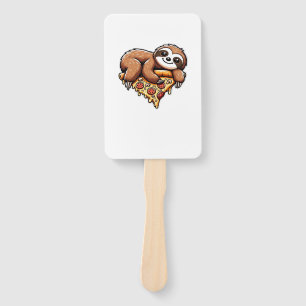 Funny Sloth eating Pizza, Kawaii Animal Lover Clas Hand Fan