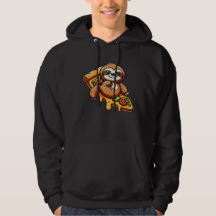 Funny Sloth eating Pizza, Kawaii Animal Lover Clas Hoodie