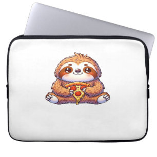 Funny Sloth eating Pizza, Kawaii Animal Lover Clas Laptop Sleeve