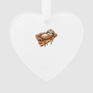 Funny Sloth eating Pizza, Kawaii Animal Lover Clas Ornament