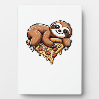Funny Sloth eating Pizza, Kawaii Animal Lover Clas Plaque