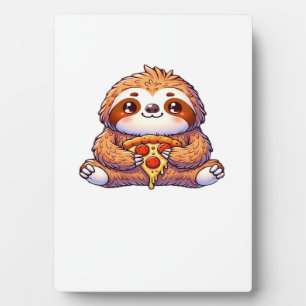 Funny Sloth eating Pizza, Kawaii Animal Lover Clas Plaque