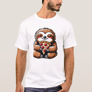 Funny Sloth eating Pizza, Kawaii Animal Lover Clas T-Shirt