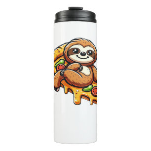 Funny Sloth eating Pizza, Kawaii Animal Lover Clas Thermal Tumbler