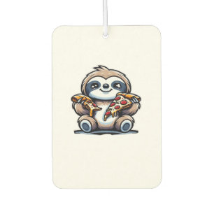 Funny Sloth eating Pizza, Kawaii Animal Lover Over Car Air Freshener