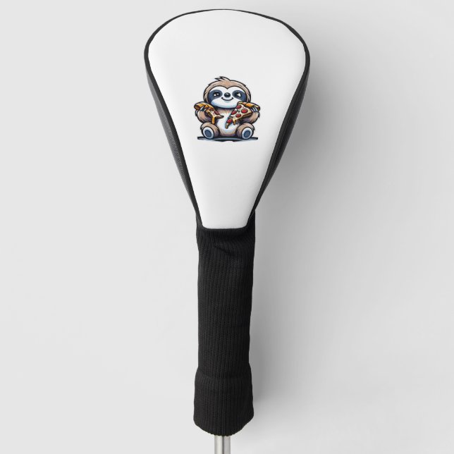 Funny Sloth eating Pizza, Kawaii Animal Lover Over Golf Head Cover (Front)