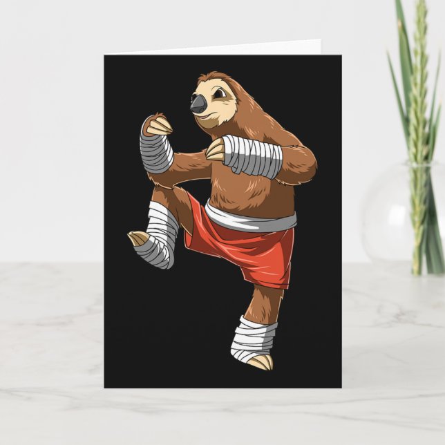 Funny Sloth Fighter - Muay Thai Kickboxing Gift  Card (Front)