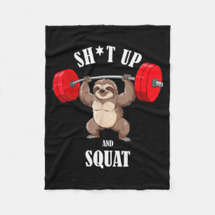 Funny Sloth Fitness Squating Workout Weightlifting Fleece Blanket