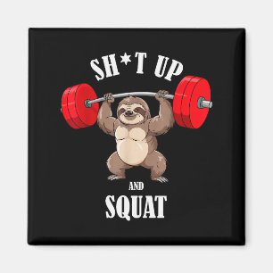 Funny Sloth Fitness Squating Workout Weightlifting Magnet
