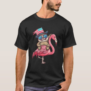 Funny Sloth Flamingo 4th Of July American Flag USA T-Shirt