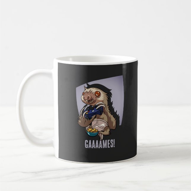 Funny Sloth Gaaaames! Cute Video Gamer Cartoon Coffee Mug (Left)