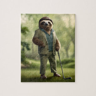 Funny Sloth Golf Player, Jigsaw Puzzle