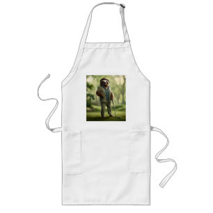 Funny Sloth Golf Player, Long Apron