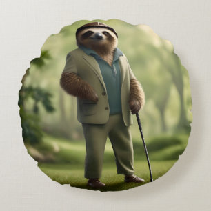 Funny Sloth Golf Player, Throw Cushion