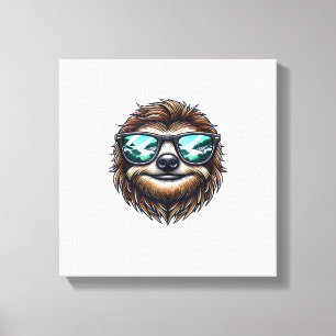 Funny Sloth Graphic with Sunglasses, Men Women Kid Canvas Print