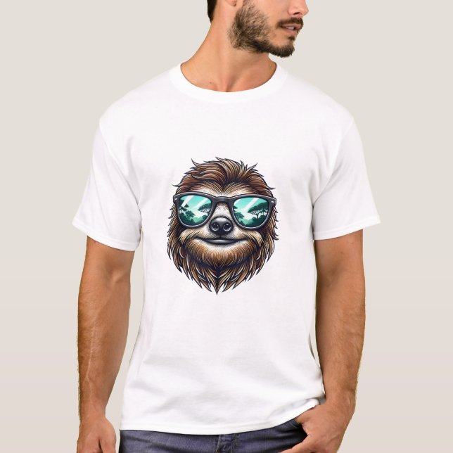 Funny Sloth Graphic with Sunglasses, Men Women Kid T-Shirt (Front)