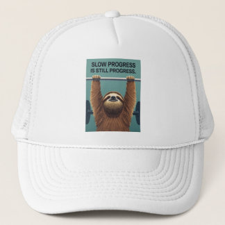 Funny Sloth Gym Motivation Poster - Slow Progress  Trucker Hat