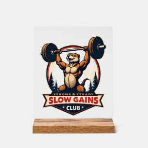 Funny Sloth Gym Shirt Vintage Strong and Slow Desi Acrylic Sign