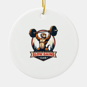 Funny Sloth Gym Shirt Vintage Strong and Slow Desi Ceramic Tree Decoration