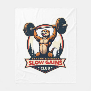 Funny Sloth Gym Shirt Vintage Strong and Slow Desi Fleece Blanket