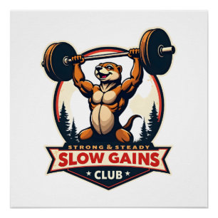Funny Sloth Gym Shirt Vintage Strong and Slow Desi Poster