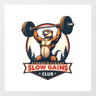 Funny Sloth Gym Shirt Vintage Strong and Slow Desi Window Cling