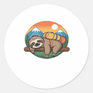 Funny Sloth Hiking Classic T-Shirt_1 Classic Round Sticker