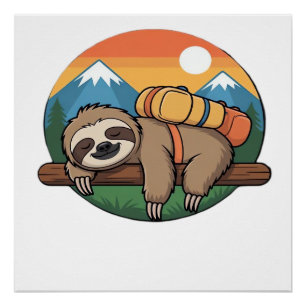 Funny Sloth Hiking Classic T-Shirt_1 Poster