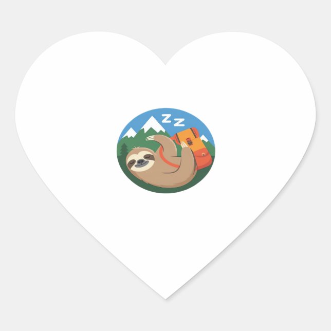 Funny Sloth Hiking Classic T-Shirt_2 Heart Sticker (Front)