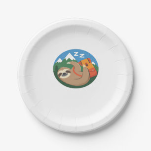 Funny Sloth Hiking Classic T-Shirt_2 Paper Plate