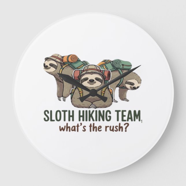Funny Sloth Hiking Classic T-Shirt_5 Large Clock (Front)